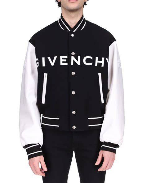 givenchy varsity jacket|GIVENCHY varsity jacket in wool and leather .